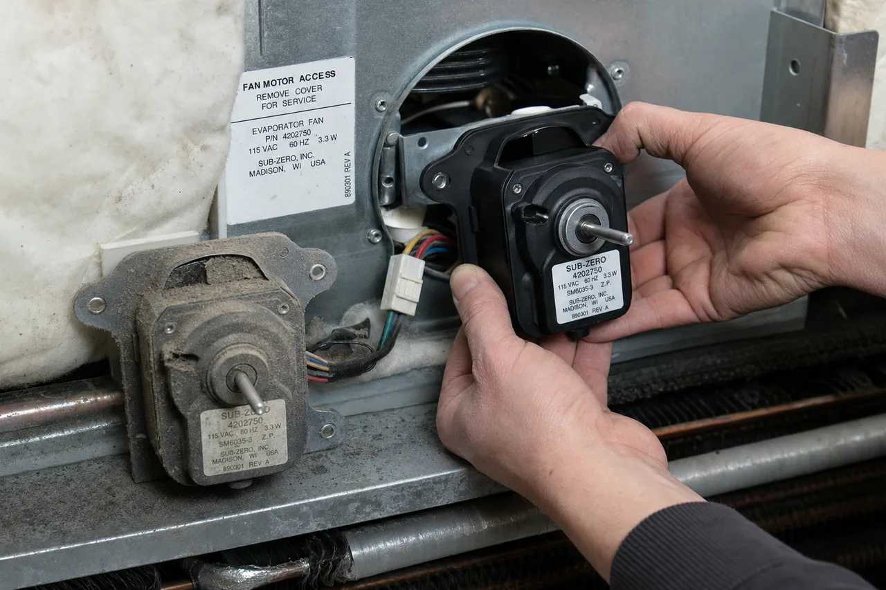Close-up of an OEM appliance part replacement