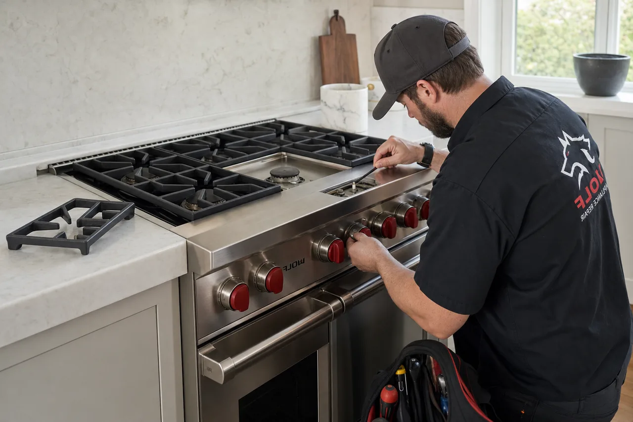 Servicing a Wolf dual-fuel range burner